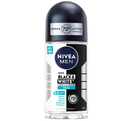 shop Nivea Black & White Invisible Fresh Male Roll-On 50 ml af Nivea - online shopping tilbud rabat hos shoppetur.dk