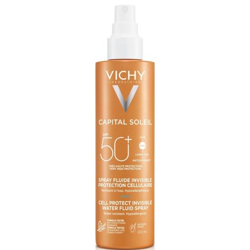 shop Vichy Capital Soleil Cell Protect Invisible Water Fluid Spray SPF 50+ - 200 ml af Vichy - online shopping tilbud rabat hos shoppetur.dk