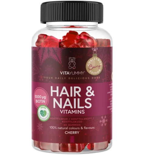 shop VitaYummy Hair & Nails Cherry Christmas Edition 60 Pieces (Limited Edition) af VitaYummy - online shopping tilbud rabat hos shoppetur.dk