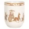 Retro porcelænskop 100 ml – beige/brun uden hank med kinesisk vogn